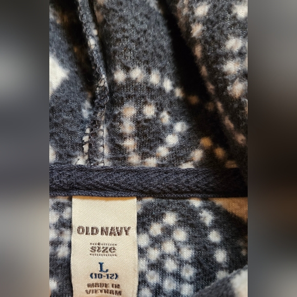 Old Navy Girls Gray & White Designed Long Sleeve Hooded Fleece Jacket Size Large - Picture 5 of 11